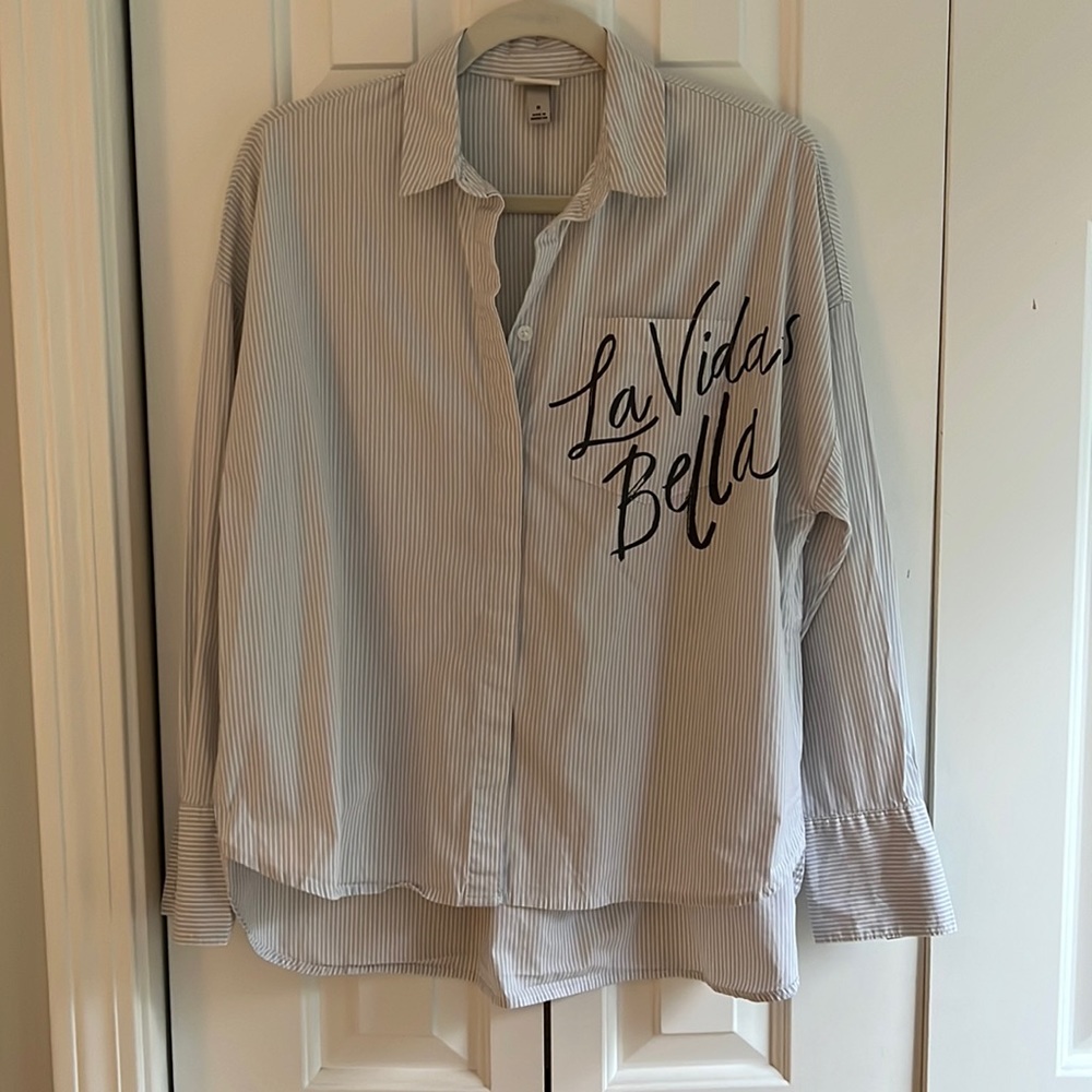Target x A New Day - Oversized Pinstripe button down with quote